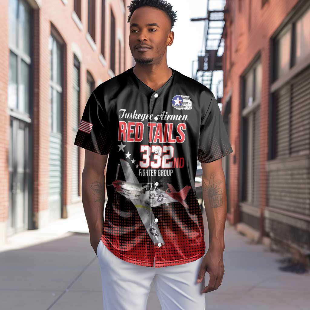 Tuskegee Red Tails Airmen WWII Tribute Baseball Jersey 332nd Fighter Group - Black