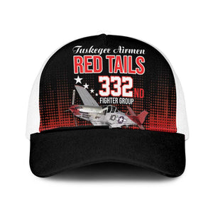 Tuskegee Red Tails Airmen WWII Tribute Baseball Net Cap 332nd Fighter Group - Black - African Pride