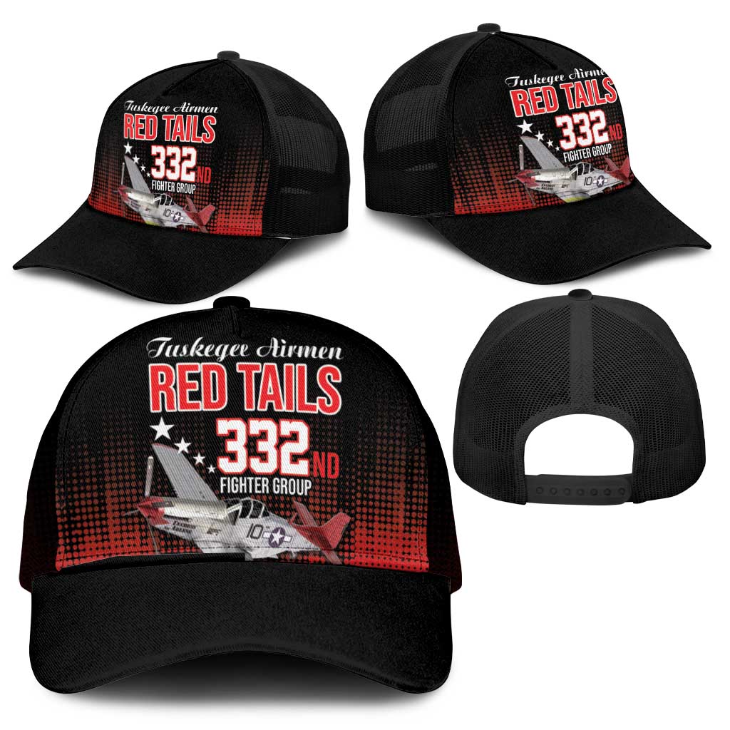 Tuskegee Red Tails Airmen WWII Tribute Baseball Net Cap 332nd Fighter Group - Black - African Pride
