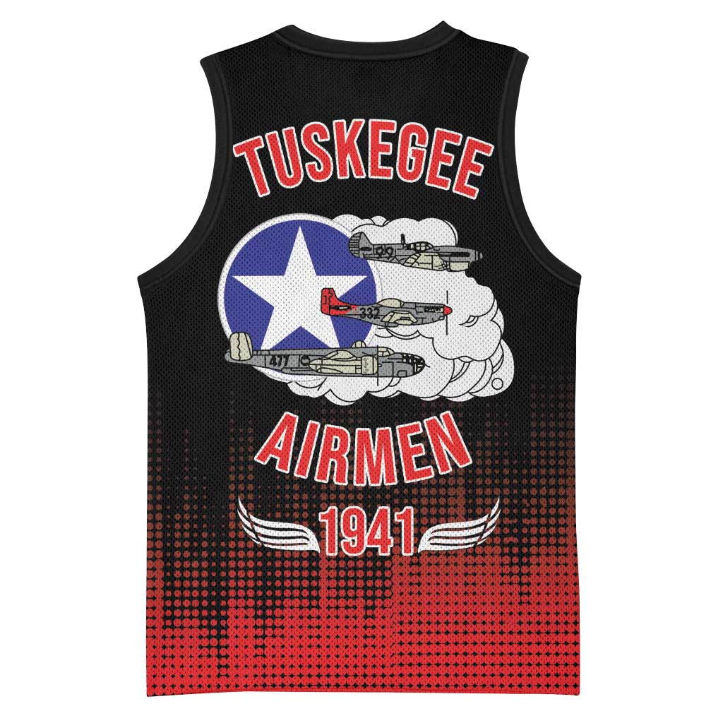 Tuskegee Red Tails Airmen WWII Tribute Basketball Jersey 332nd Fighter Group - Black LT18