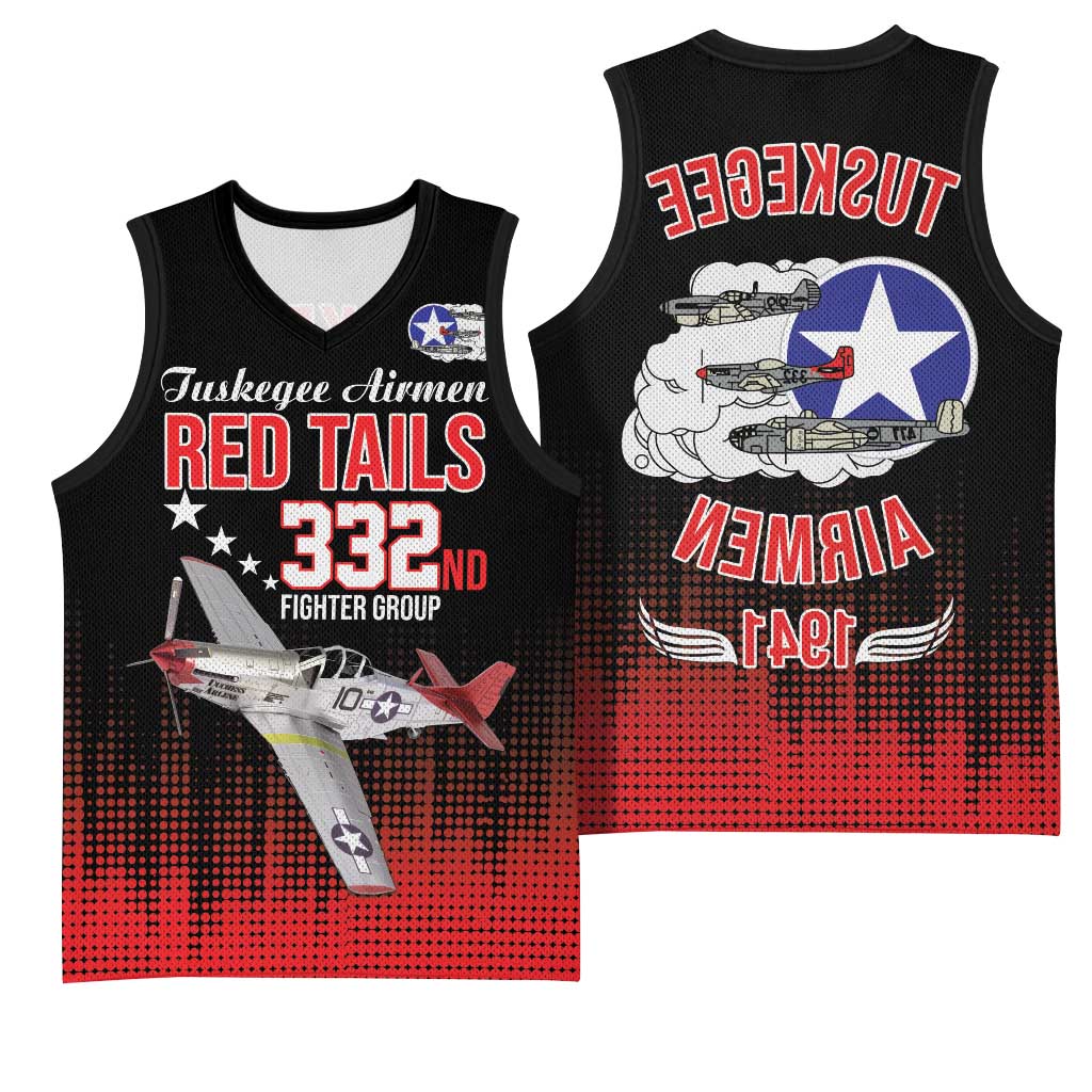 Tuskegee Red Tails Airmen WWII Tribute Basketball Jersey 332nd Fighter Group - Black - African Pride