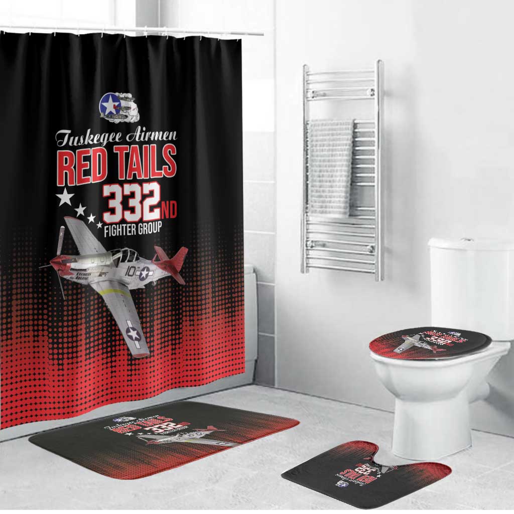 Tuskegee Red Tails Airmen WWII Tribute Bathroom Set 332nd Fighter Group - Black