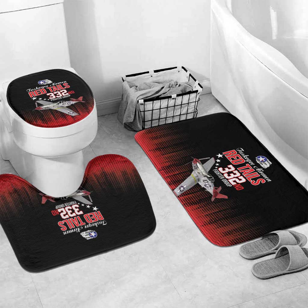 Tuskegee Red Tails Airmen WWII Tribute Bathroom Set 332nd Fighter Group - Black
