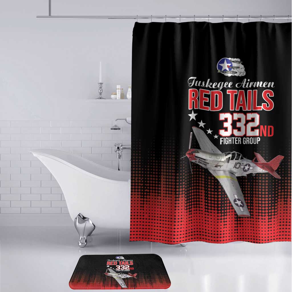 Tuskegee Red Tails Airmen WWII Tribute Bathroom Set 332nd Fighter Group - Black