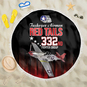 Tuskegee Red Tails Airmen WWII Tribute Beach Blanket 332nd Fighter Group - Black - African Pride