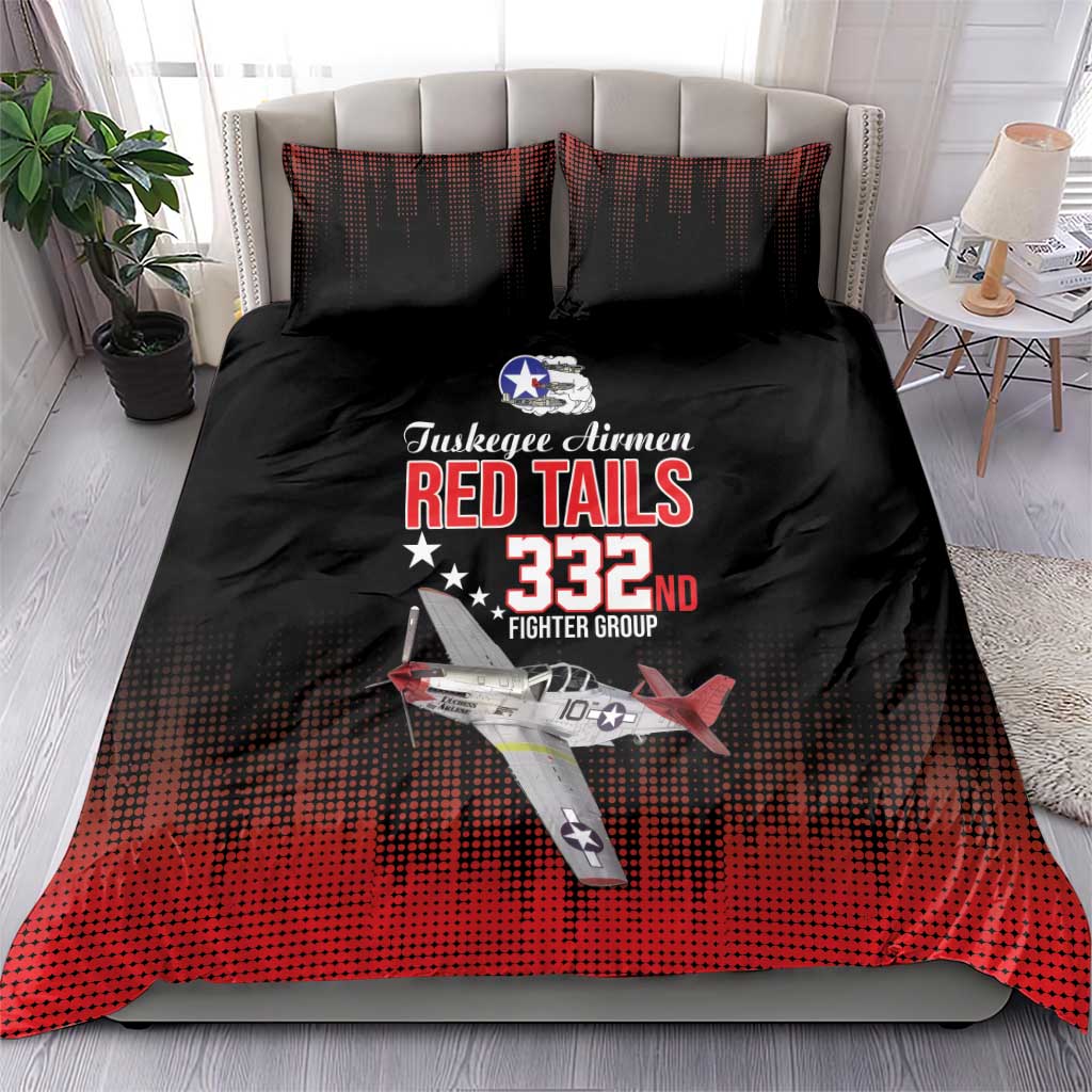 Tuskegee Red Tails Airmen WWII Tribute Bedding Set 332nd Fighter Group - Black - African Pride