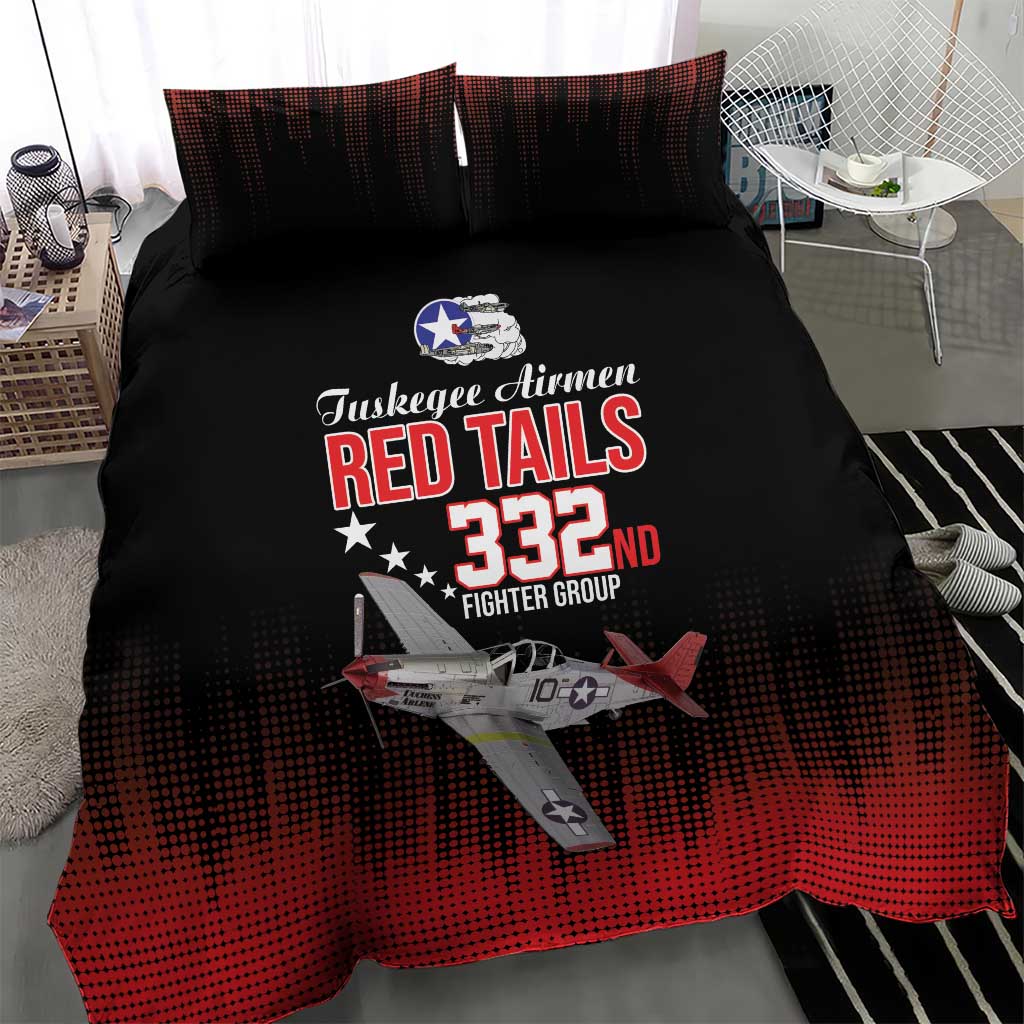 Tuskegee Red Tails Airmen WWII Tribute Bedding Set 332nd Fighter Group - Black - African Pride
