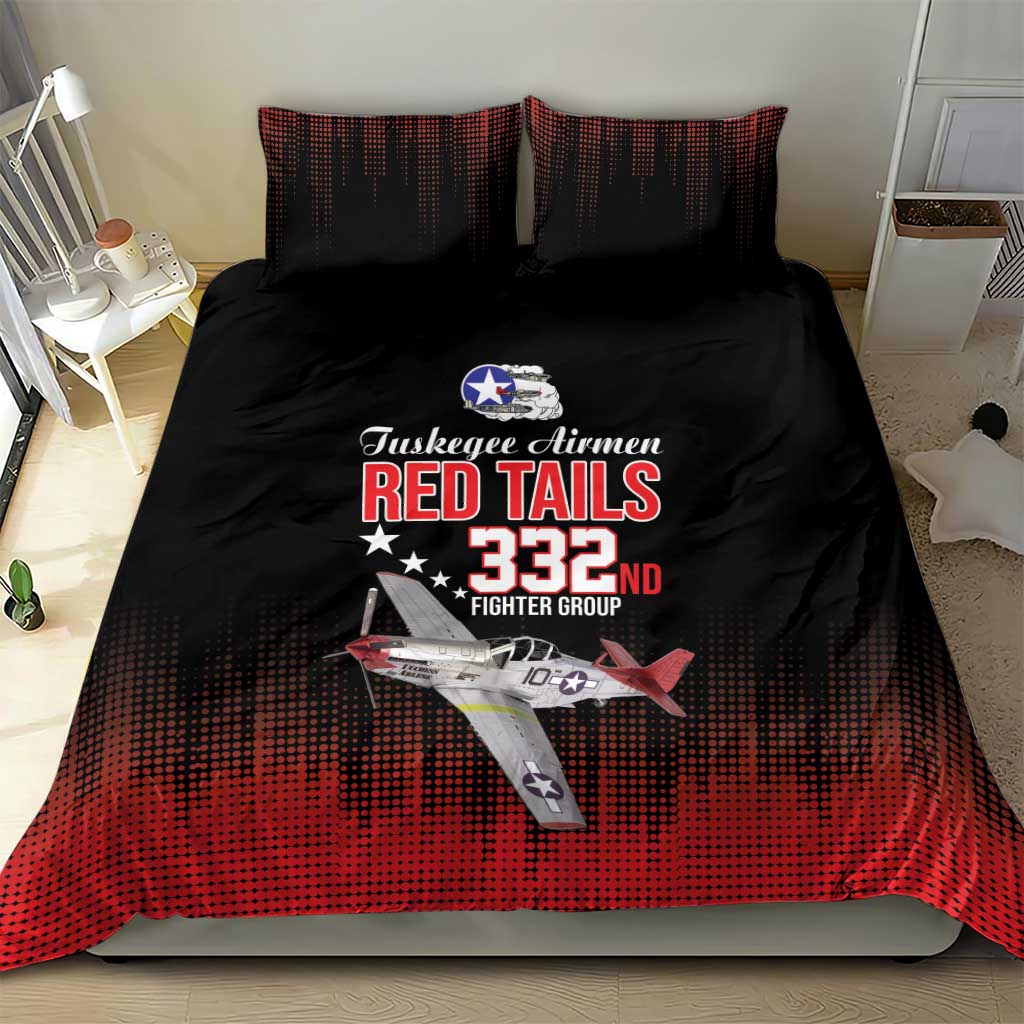 Tuskegee Red Tails Airmen WWII Tribute Bedding Set 332nd Fighter Group - Black - African Pride