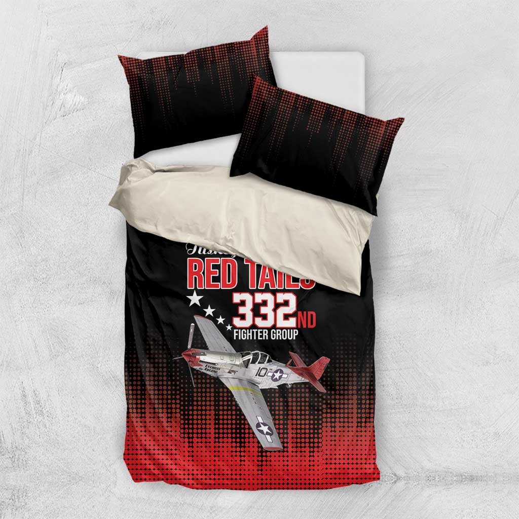 Tuskegee Red Tails Airmen WWII Tribute Bedding Set 332nd Fighter Group - Black - African Pride