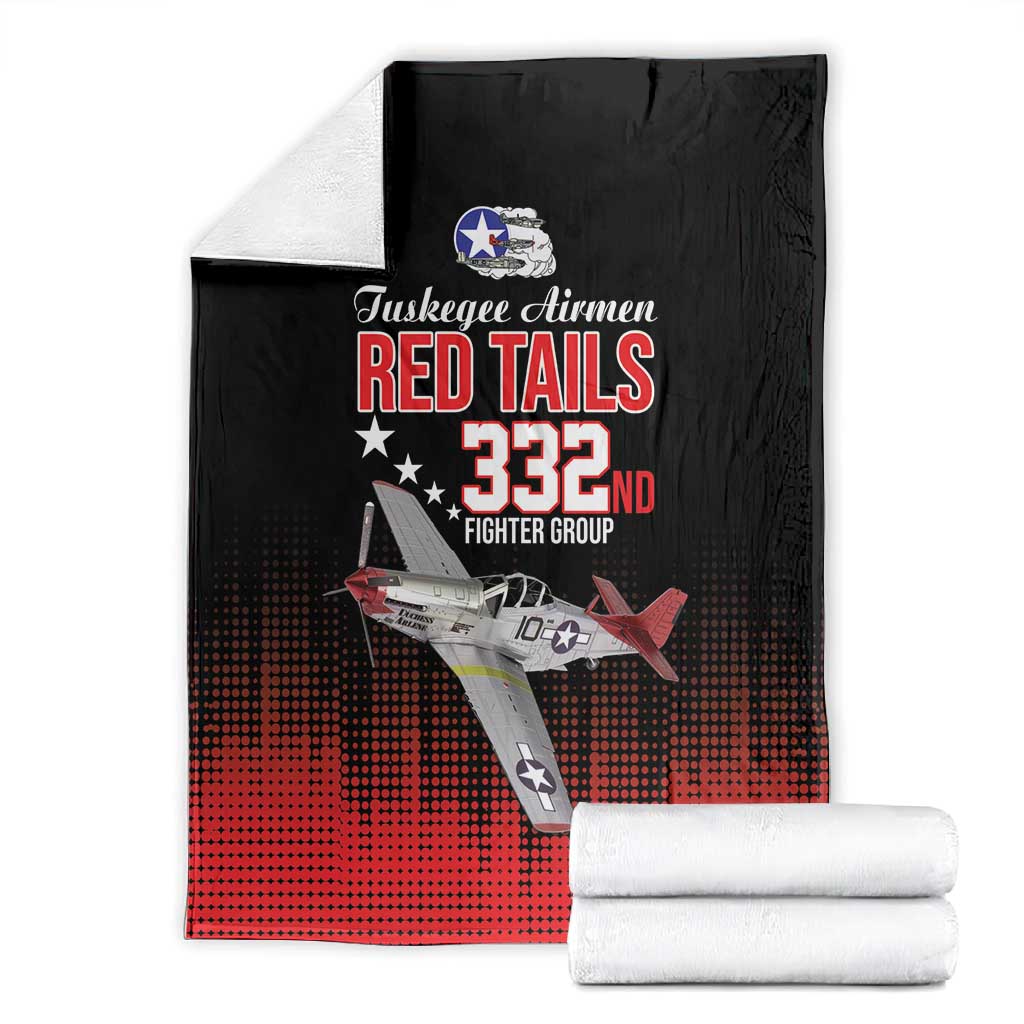 Tuskegee Red Tails Airmen WWII Tribute Blanket 332nd Fighter Group - Black - African Pride
