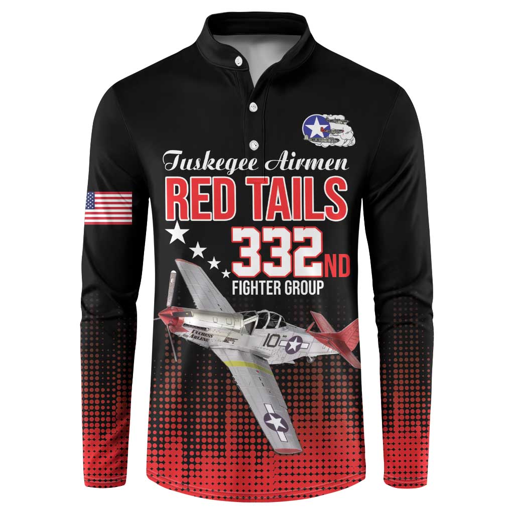 Tuskegee Red Tails Airmen WWII Tribute Button Sweatshirt 332nd Fighter Group - Black