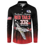Tuskegee Red Tails Airmen WWII Tribute Button Sweatshirt 332nd Fighter Group - Black