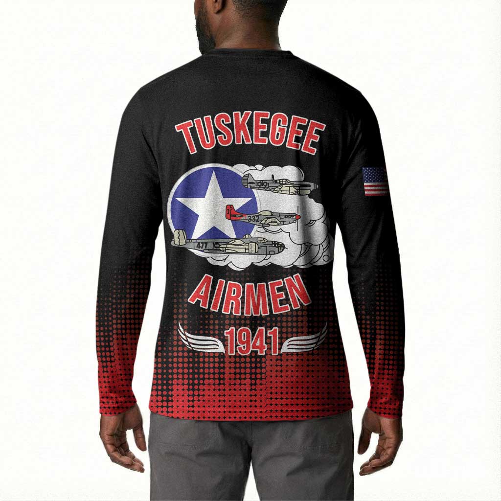 Tuskegee Red Tails Airmen WWII Tribute Button Sweatshirt 332nd Fighter Group - Black