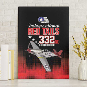Tuskegee Red Tails Airmen WWII Tribute Canvas Wall Art 332nd Fighter Group - Black - African Pride
