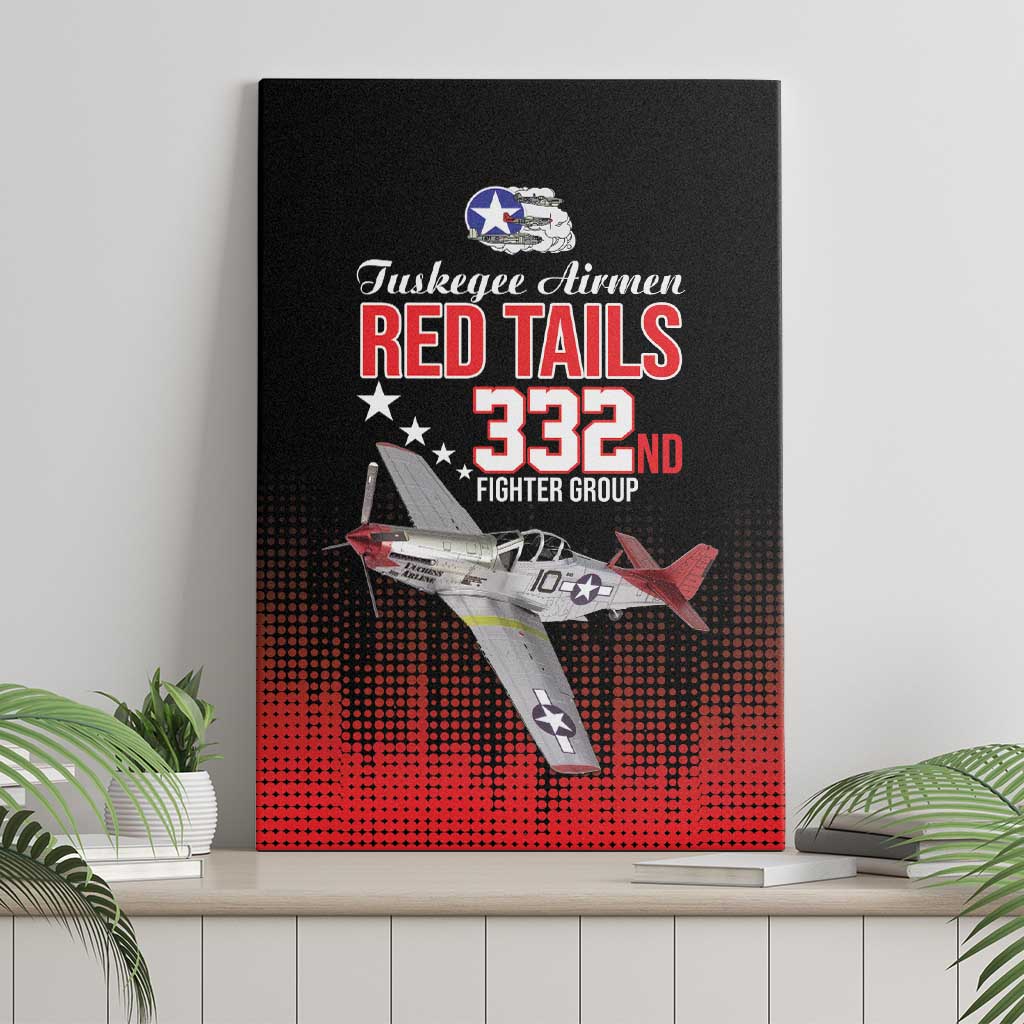 Tuskegee Red Tails Airmen WWII Tribute Canvas Wall Art 332nd Fighter Group - Black - African Pride