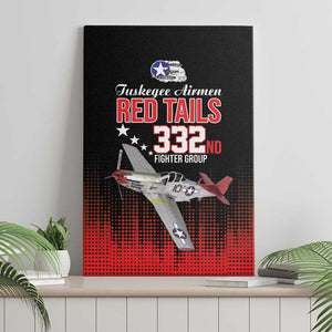 Tuskegee Red Tails Airmen WWII Tribute Canvas Wall Art 332nd Fighter Group - Black - African Pride