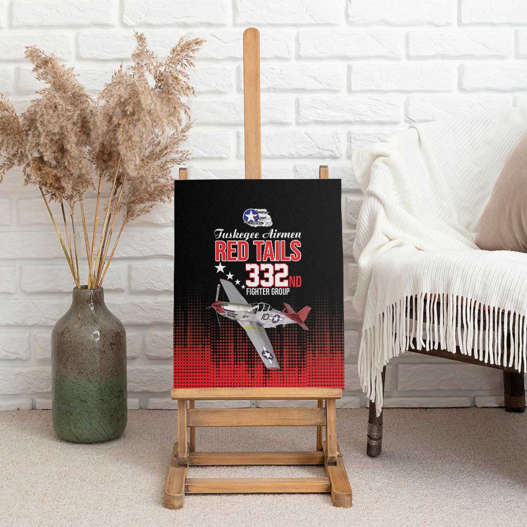 Tuskegee Red Tails Airmen WWII Tribute Canvas Wall Art 332nd Fighter Group - Black - African Pride