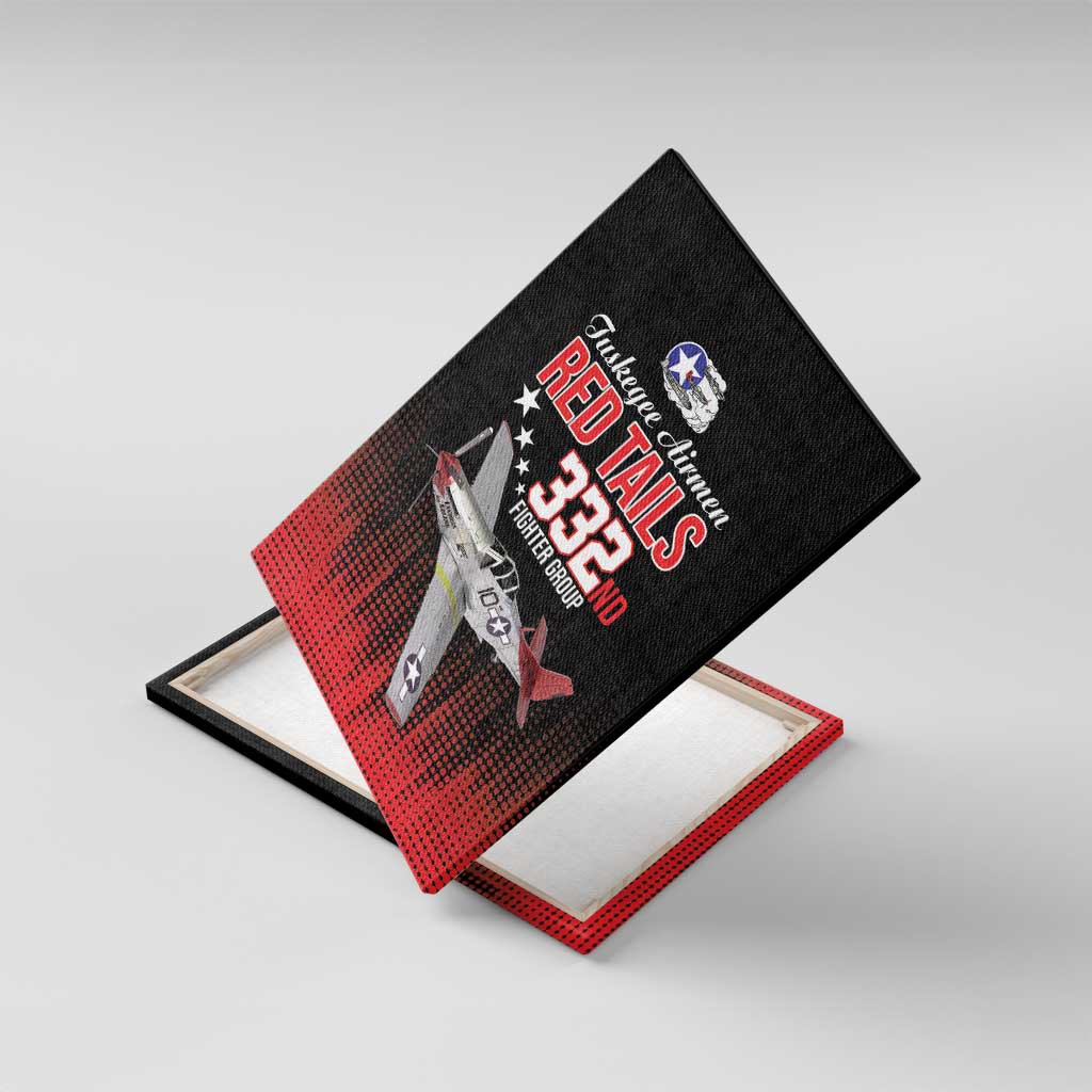 Tuskegee Red Tails Airmen WWII Tribute Canvas Wall Art 332nd Fighter Group - Black - African Pride