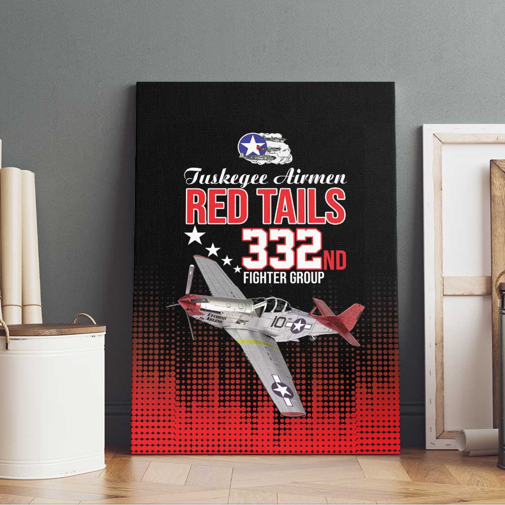 Tuskegee Red Tails Airmen WWII Tribute Canvas Wall Art 332nd Fighter Group - Black - African Pride