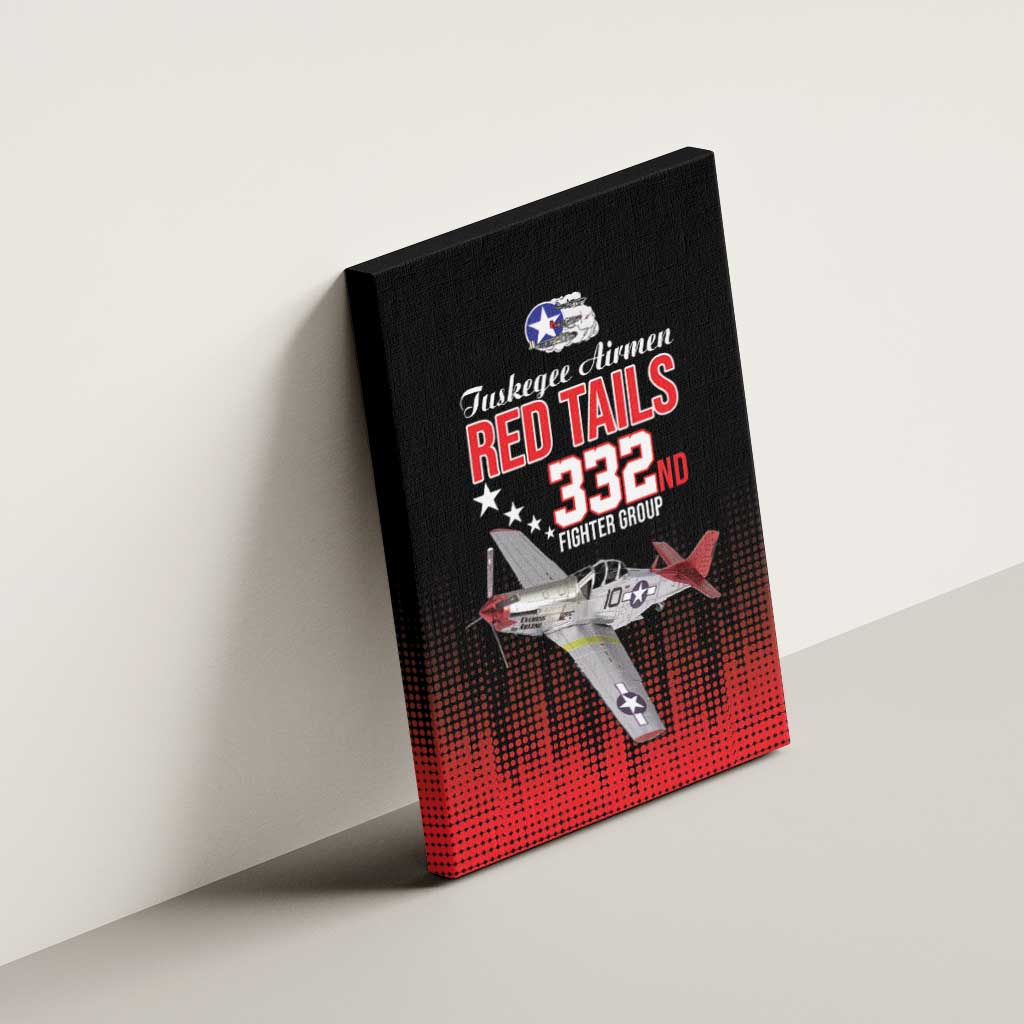 Tuskegee Red Tails Airmen WWII Tribute Canvas Wall Art 332nd Fighter Group - Black - African Pride