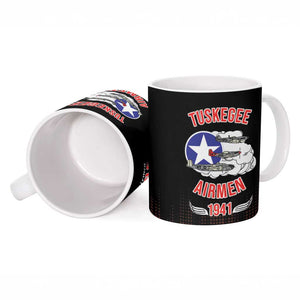 Tuskegee Red Tails Airmen WWII Tribute Ceramic Mug 332nd Fighter Group - Black