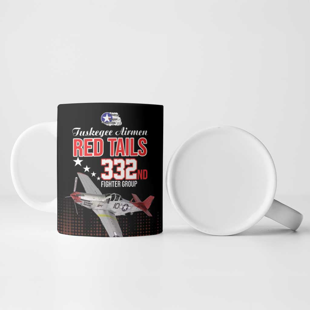 Tuskegee Red Tails Airmen WWII Tribute Ceramic Mug 332nd Fighter Group - Black