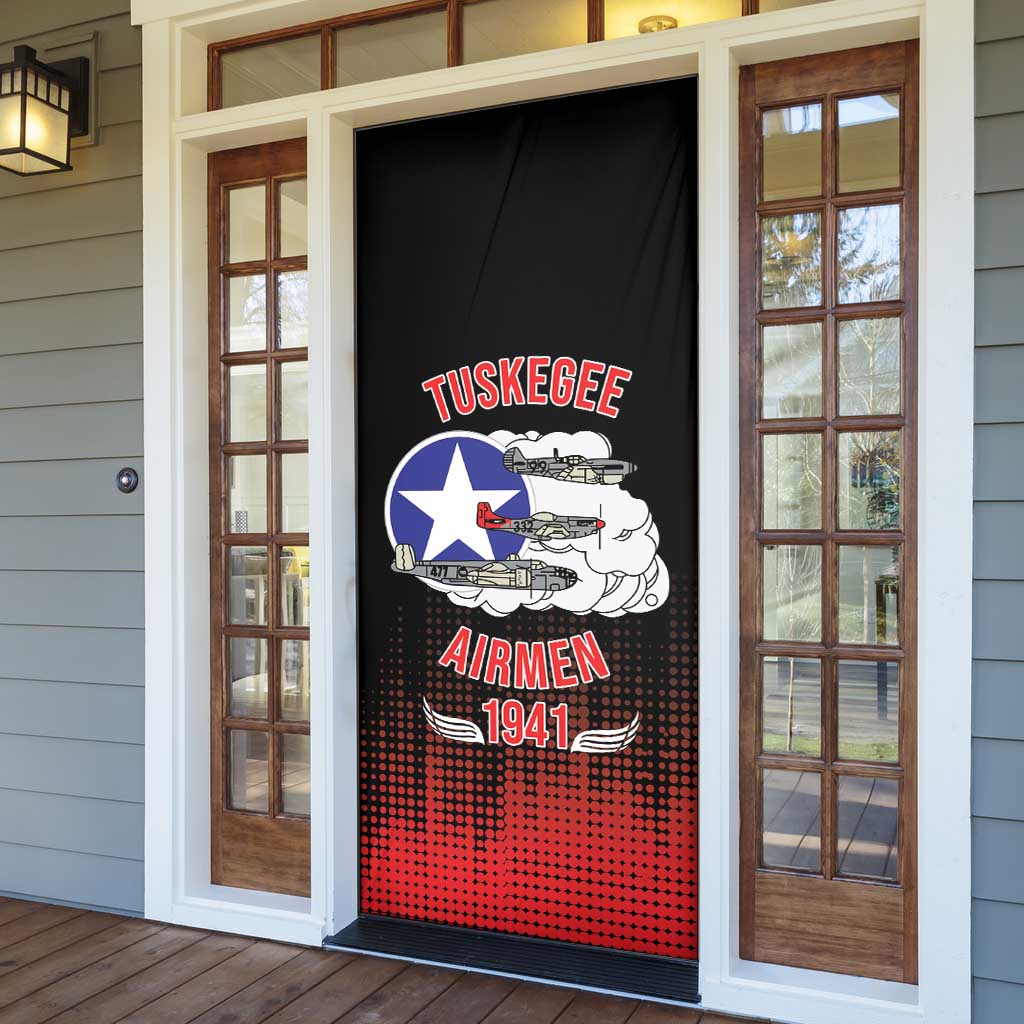 Tuskegee Red Tails Airmen WWII Tribute Door Cover 332nd Fighter Group - Black