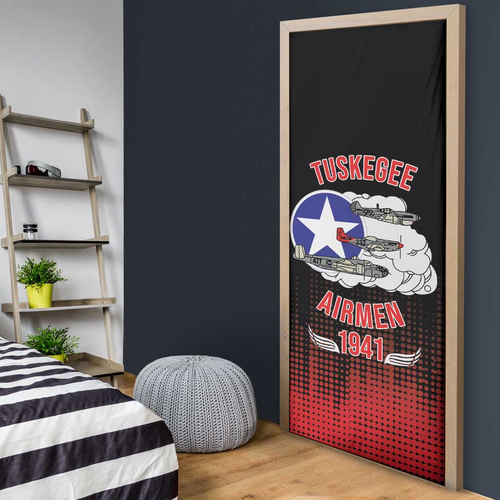 Tuskegee Red Tails Airmen WWII Tribute Door Cover 332nd Fighter Group - Black
