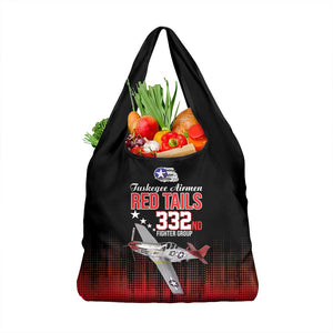 Tuskegee Red Tails Airmen WWII Tribute Grocery Bag 332nd Fighter Group - Black - African Pride