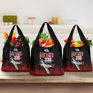 Tuskegee Red Tails Airmen WWII Tribute Grocery Bag 332nd Fighter Group - Black - African Pride