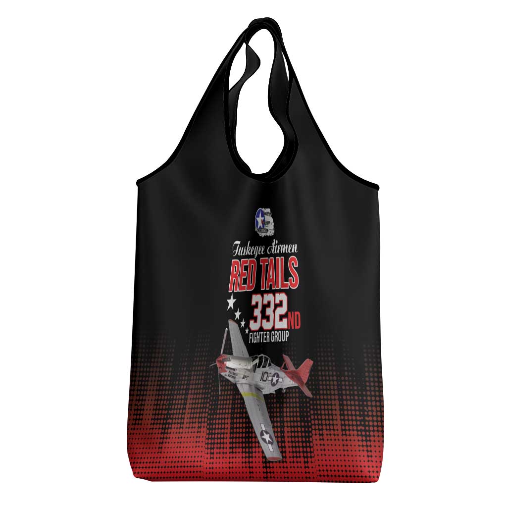 Tuskegee Red Tails Airmen WWII Tribute Grocery Bag 332nd Fighter Group - Black - African Pride