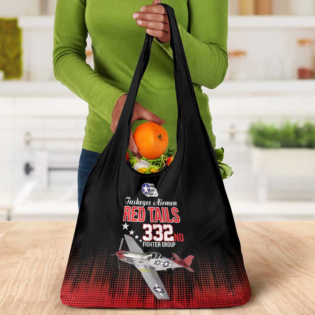 Tuskegee Red Tails Airmen WWII Tribute Grocery Bag 332nd Fighter Group - Black - African Pride