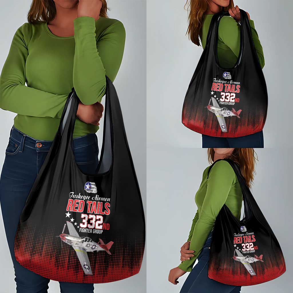 Tuskegee Red Tails Airmen WWII Tribute Grocery Bag 332nd Fighter Group - Black - African Pride