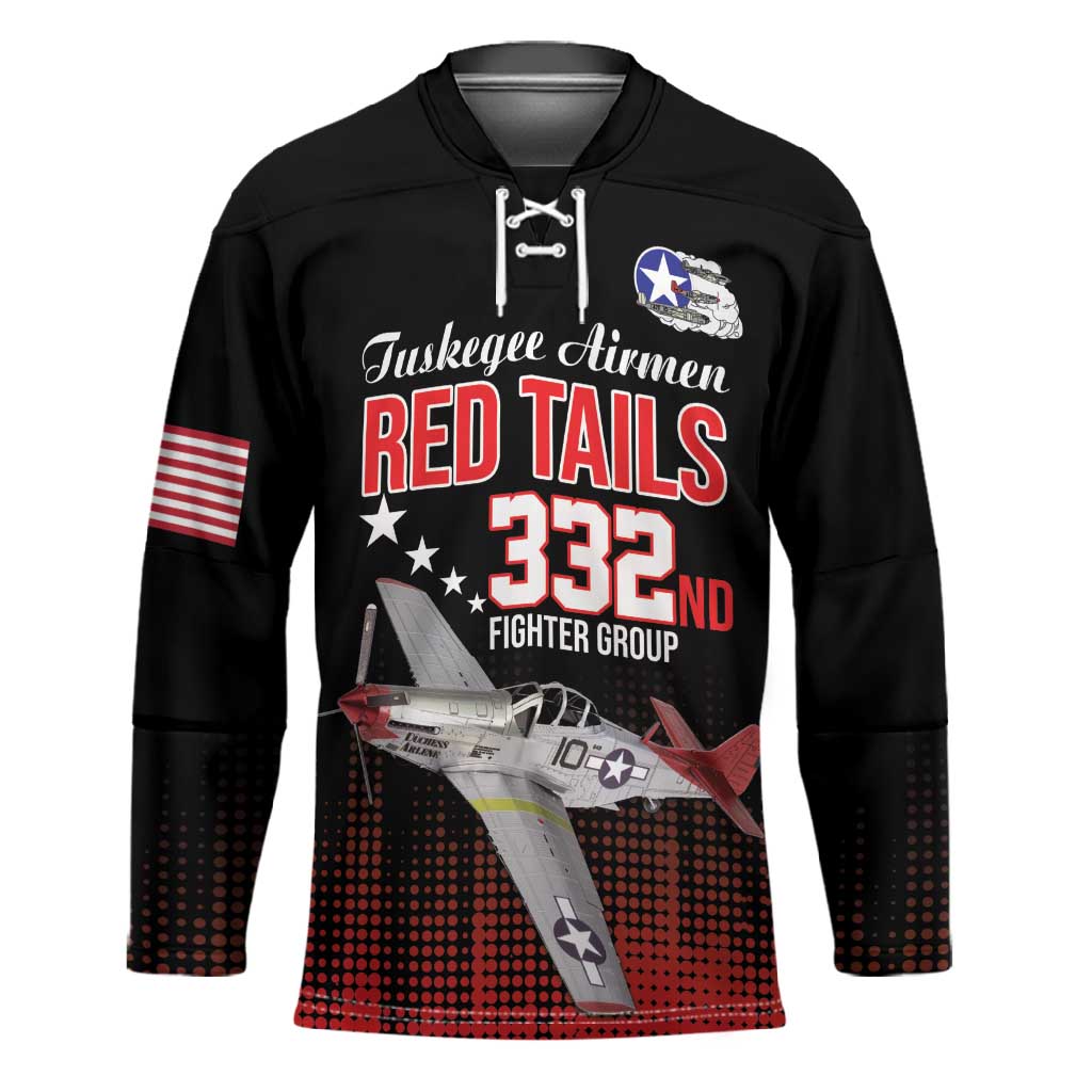 Tuskegee Red Tails Airmen WWII Tribute Hockey Jersey 332nd Fighter Group - Black