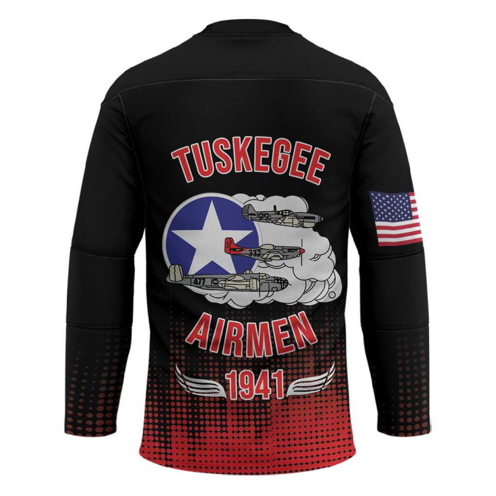 Tuskegee Red Tails Airmen WWII Tribute Hockey Jersey 332nd Fighter Group - Black