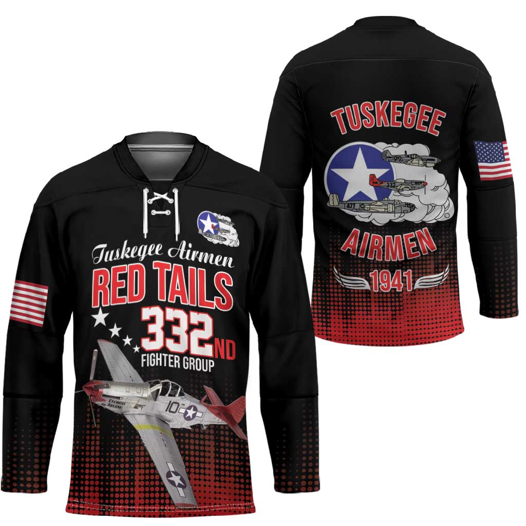 Tuskegee Red Tails Airmen WWII Tribute Hockey Jersey 332nd Fighter Group - Black