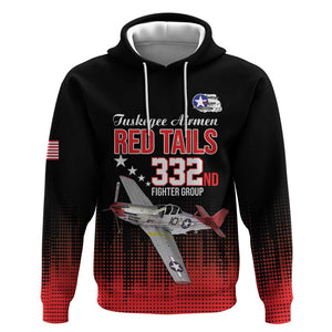 Tuskegee Red Tails Airmen WWII Tribute Hoodie 332nd Fighter Group - Black - African Pride