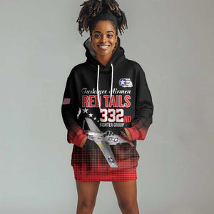 Tuskegee Red Tails Airmen WWII Tribute Hoodie Dress 332nd Fighter Group - Black