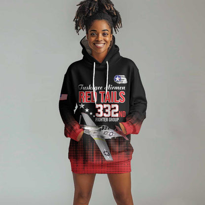 Tuskegee Red Tails Airmen WWII Tribute Hoodie Dress 332nd Fighter Group - Black