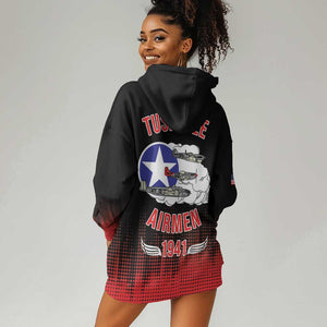 Tuskegee Red Tails Airmen WWII Tribute Hoodie Dress 332nd Fighter Group - Black