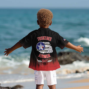 Tuskegee Red Tails Airmen WWII Tribute Kid Hawaiian Shirt 332nd Fighter Group - Black