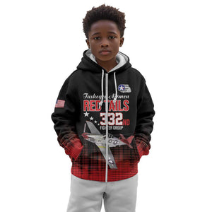 Tuskegee Red Tails Airmen WWII Tribute Kid Hoodie 332nd Fighter Group - Black - African Pride