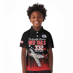 Tuskegee Red Tails Airmen WWII Tribute Kid Polo Shirt 332nd Fighter Group - Black - African Pride
