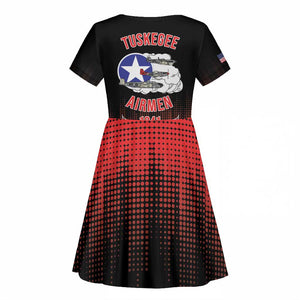 Tuskegee Red Tails Airmen WWII Tribute Kid Short Sleeve Dress 332nd Fighter Group - Black - African Pride