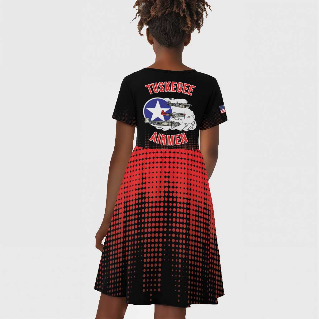 Tuskegee Red Tails Airmen WWII Tribute Kid Short Sleeve Dress 332nd Fighter Group - Black - African Pride