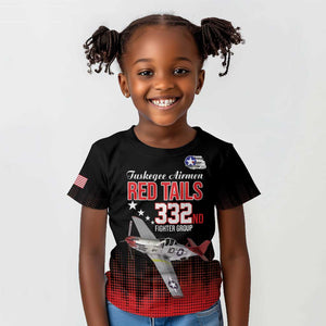 Tuskegee Red Tails Airmen WWII Tribute Kid T shirt 332nd Fighter Group - Black - African Pride