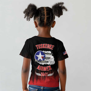 Tuskegee Red Tails Airmen WWII Tribute Kid T shirt 332nd Fighter Group - Black - African Pride