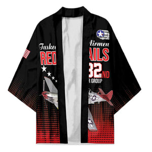 Tuskegee Red Tails Airmen WWII Tribute Kimono 332nd Fighter Group - Black