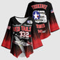 Tuskegee Red Tails Airmen WWII Tribute Kimono Sleeve Blouse 332nd Fighter Group - Black