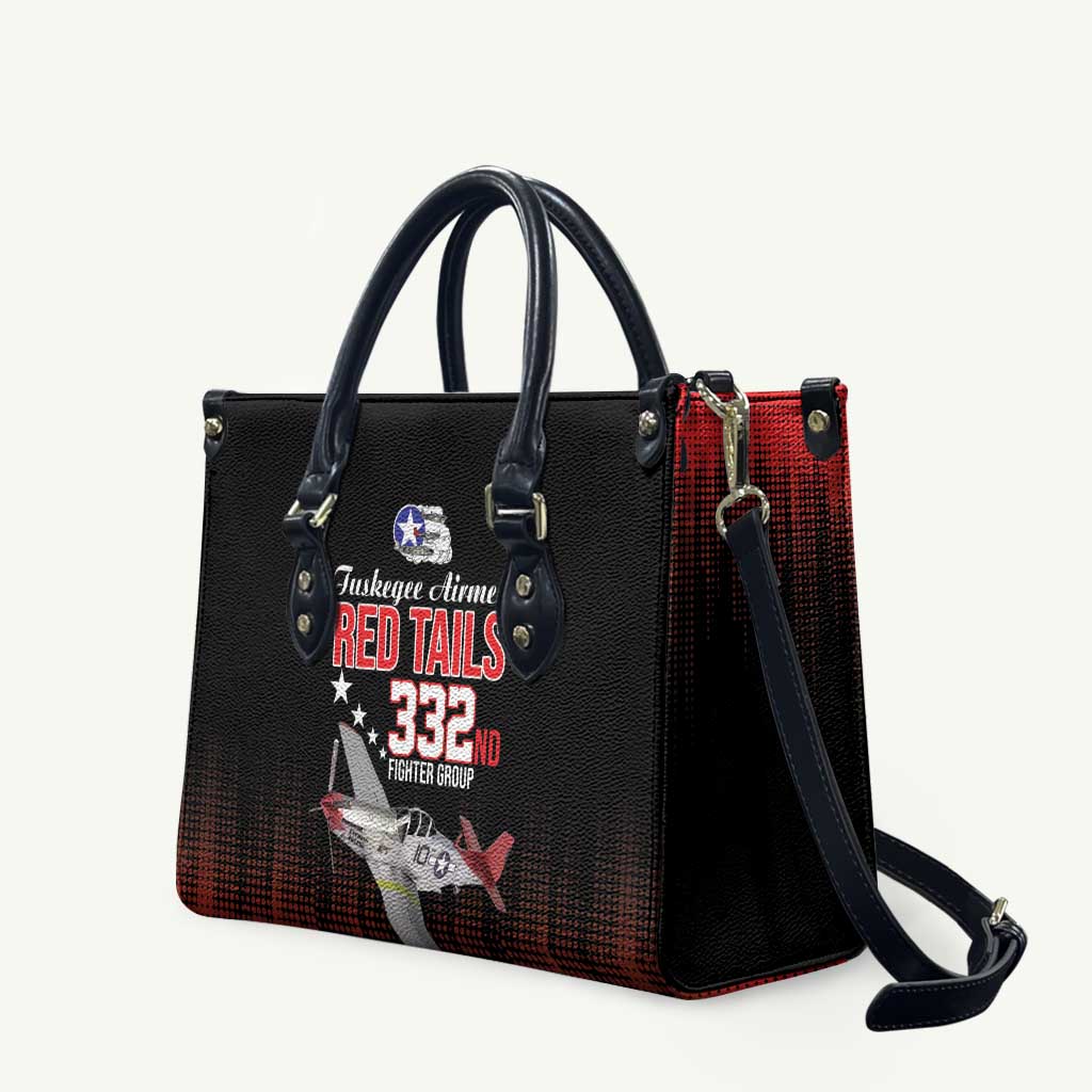 Tuskegee Red Tails Airmen WWII Tribute Leather Bag 332nd Fighter Group - Black